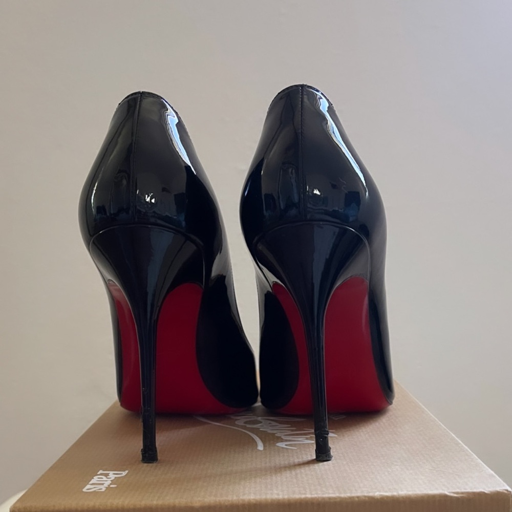 Christian Louboutin Pigalle 10cm Black Patent calf Leather heels Euro 38